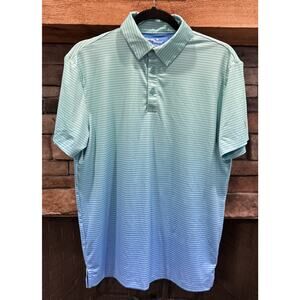 Men’s BIRDIE BOUND Ombré Striped Short Sleeve Golf Polo Shirt Size S *A6